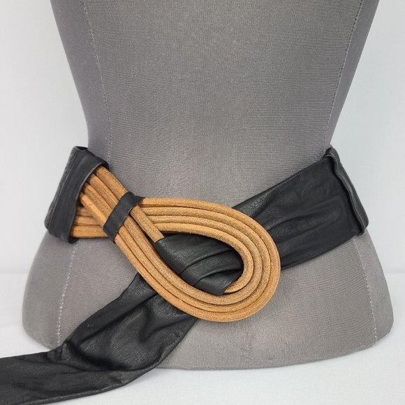Jolie Accessories - Jolie Black & Brown Wrap Belt Size M/L